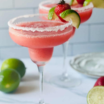 Strawberry margaritas made with Wine & Cocktail Slush Mix Bags. Available in 8oz and 16oz sizes.