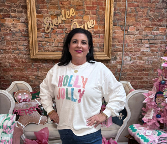 Holly Jolly Patchwork Crewneck Long Sleeve Top