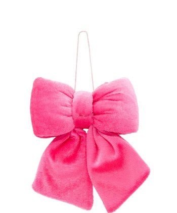 Pink velvet plush hair bow with metal clip.