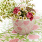 Pink Chinoiserie Cachepot, hand-painted with floral designs. Available in small, medium, and large sizes.