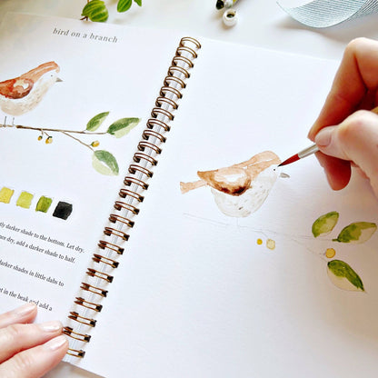 The Animals Watercolor Workbook: spiral-bound, beginner tutorials, color swatches; sizes available: 8"x10" and 9"x12".