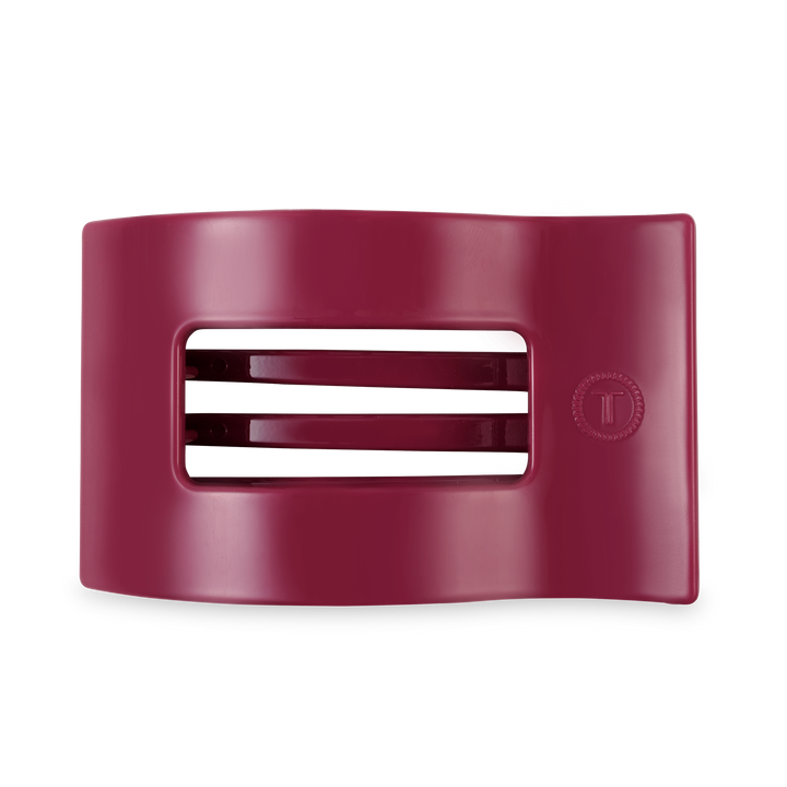 TELETIES Flat Rectangle Hair Clip in maroon with two inner prongs. Available in small, medium, and large sizes.