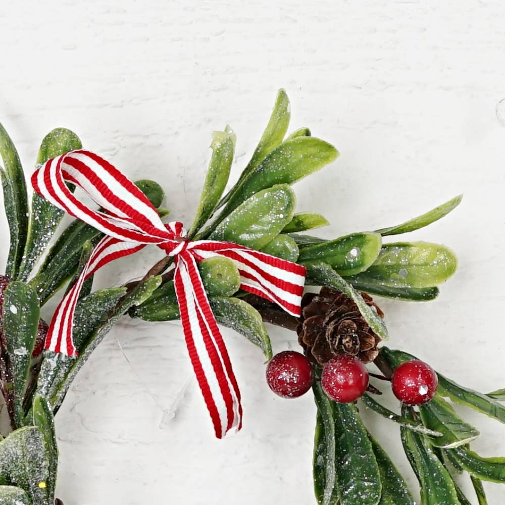 3.5in(9)Ring-Sparkled mistletoe w.red berries