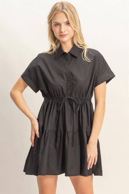 Collared Short Sleeve Tiered Dress | 2 Colors
