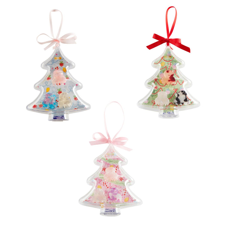 Three Mini Claw Clip Ornament Sets with tree-shaped ornaments filled with mini claw clips and ribbon bows.