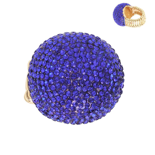 Crystal Rhinestone Disco Ball Stretch Ring: Royal Blue