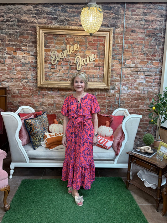 Camila Toile Tulip Coral Dress