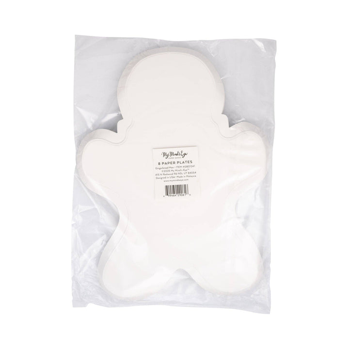 Stack of eight Gingerbread Man paper plates.