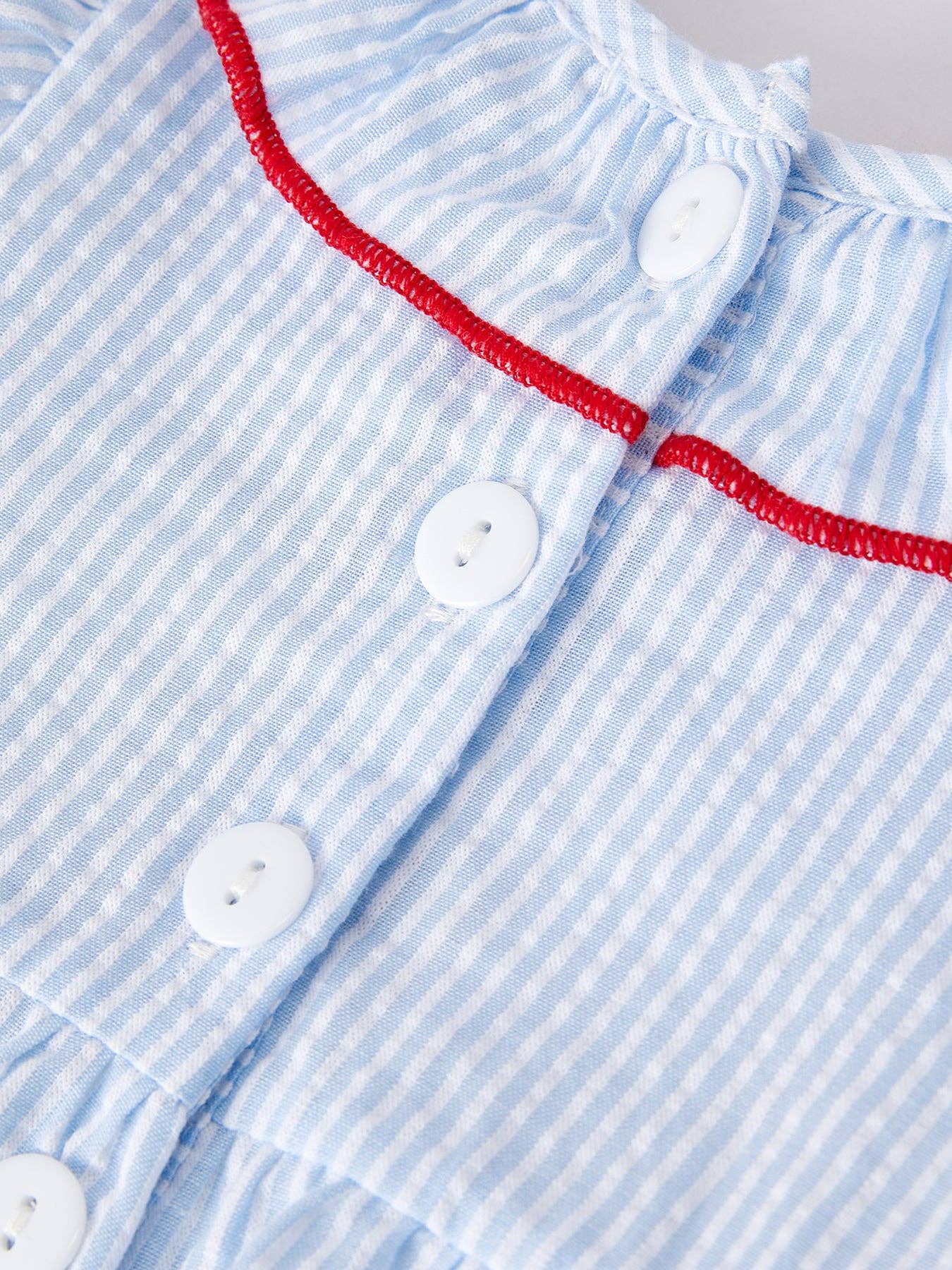 4th of July Girls' Smocking Star Embroidered Romper