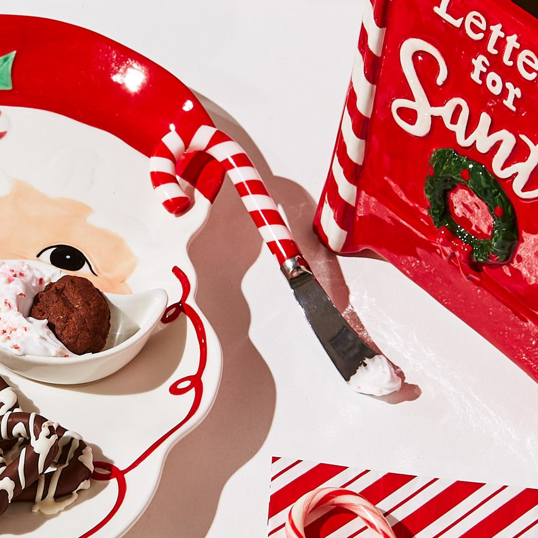 Set of 2 Peppermint Twist candy cane-handled metal spreaders.