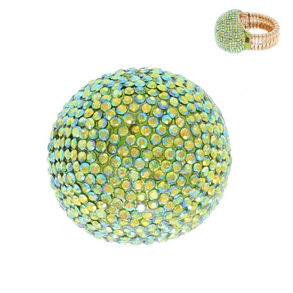 Crystal Rhinestone Disco Ball Stretch Ring: Champagne