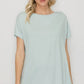 The Perfect Shirt: light blue rayon blend, comfortable fit, available in sizes XS–XL.