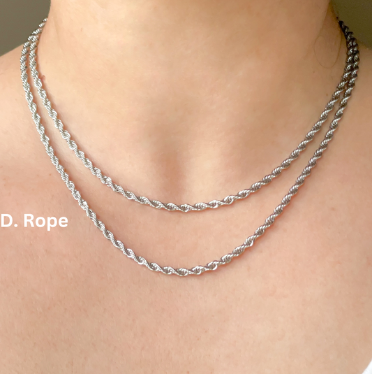 Rope Stainless Steel Dainty Silver Necklace