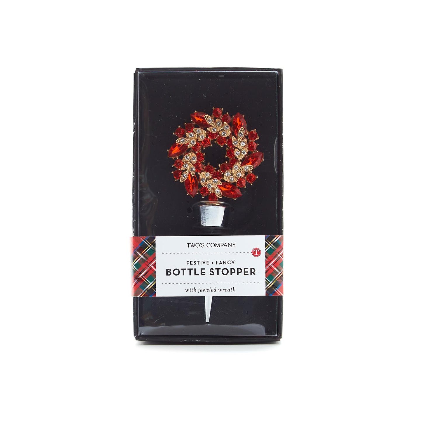 Holiday Wreath Jeweled Bottle Stoppers in Gift Box