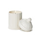 Cable Knit Lidded Fraser Fir Candle in textured ceramic jar with lid. Gift-boxed. Sizes: 8oz, 16oz.