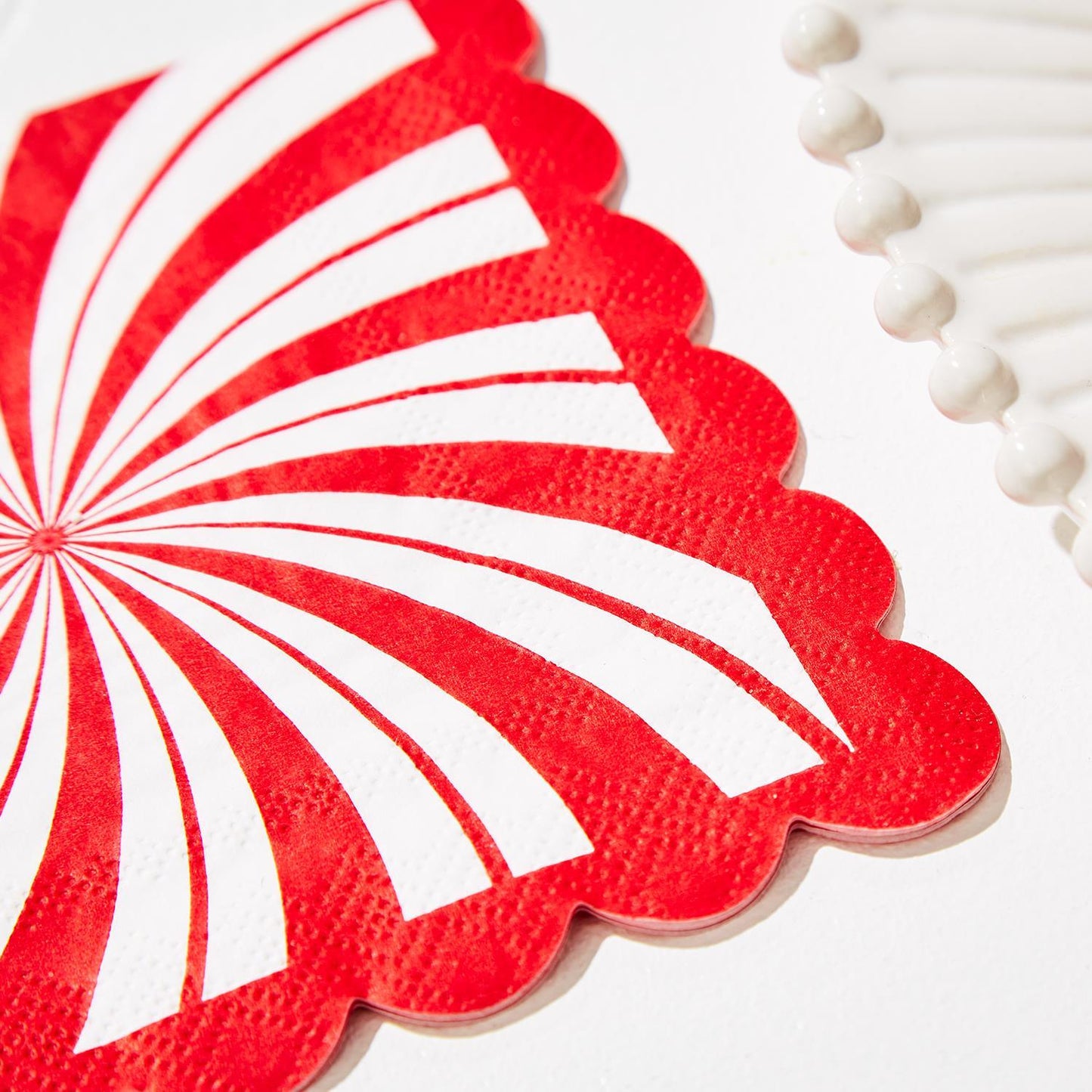 Peppermint Twist Cocktail Napkin with Scalloped Edge