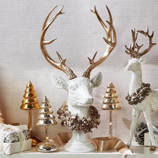 White Glitter Deer Head Decor