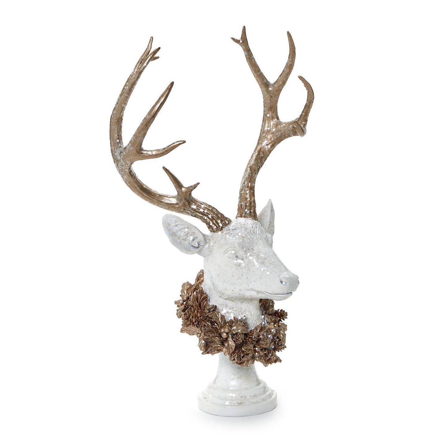 White Glitter Deer Head Decor