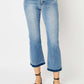 Judy Blue Mid Rise Release Hem Cropped Bootcut Denim Jeans