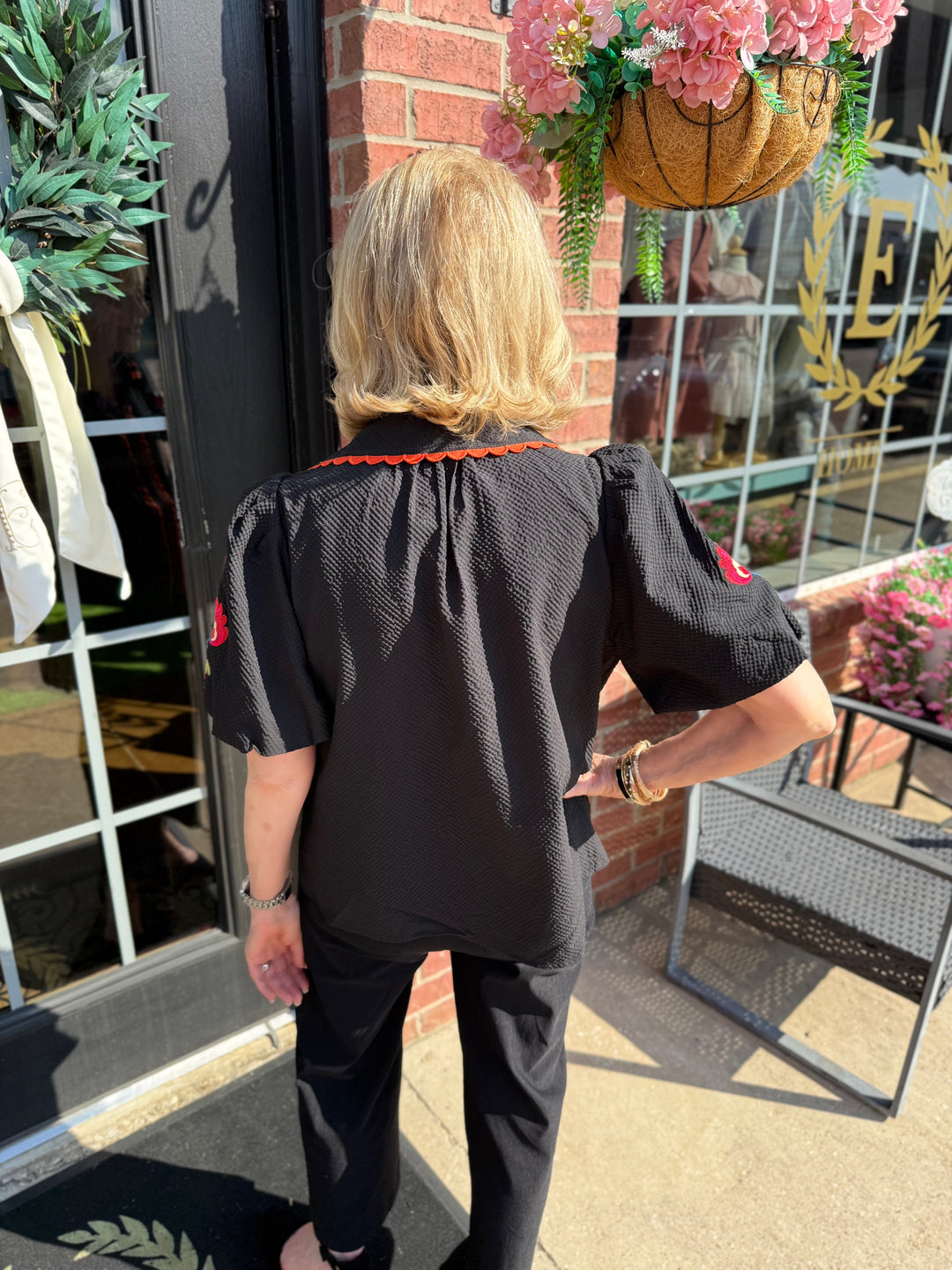 Fall in Bloom Blouse, available in sizes XS–XL.