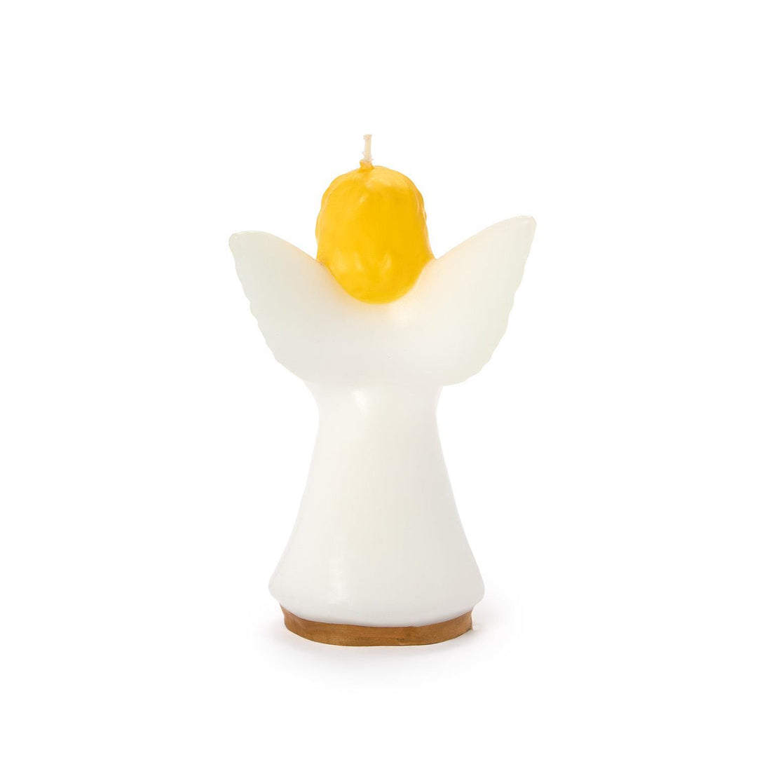 Guardian Angel candle, praying angel with yellow head and top wick.