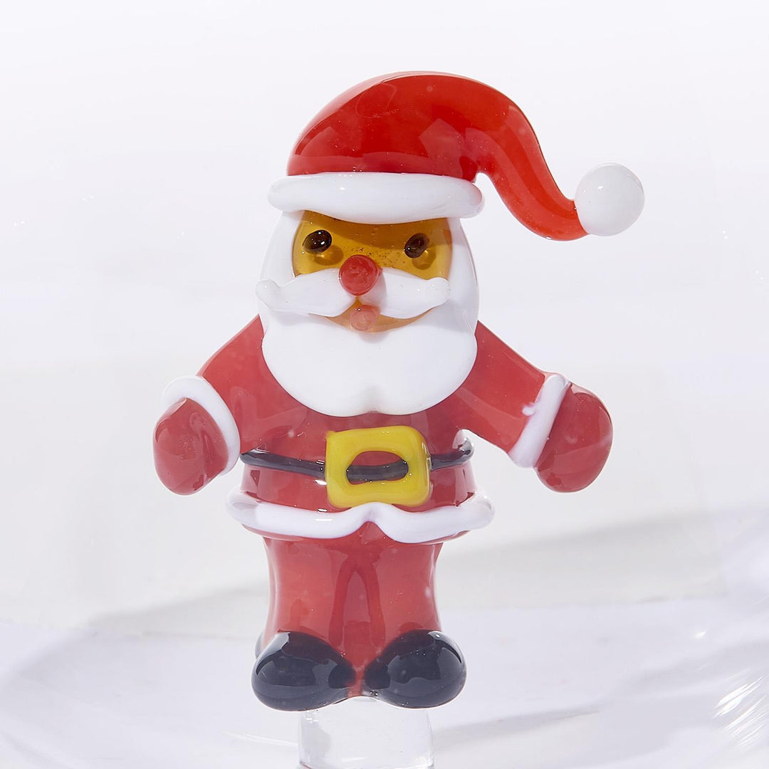 Handcrafted glass Santa Claus ornament, available in small.