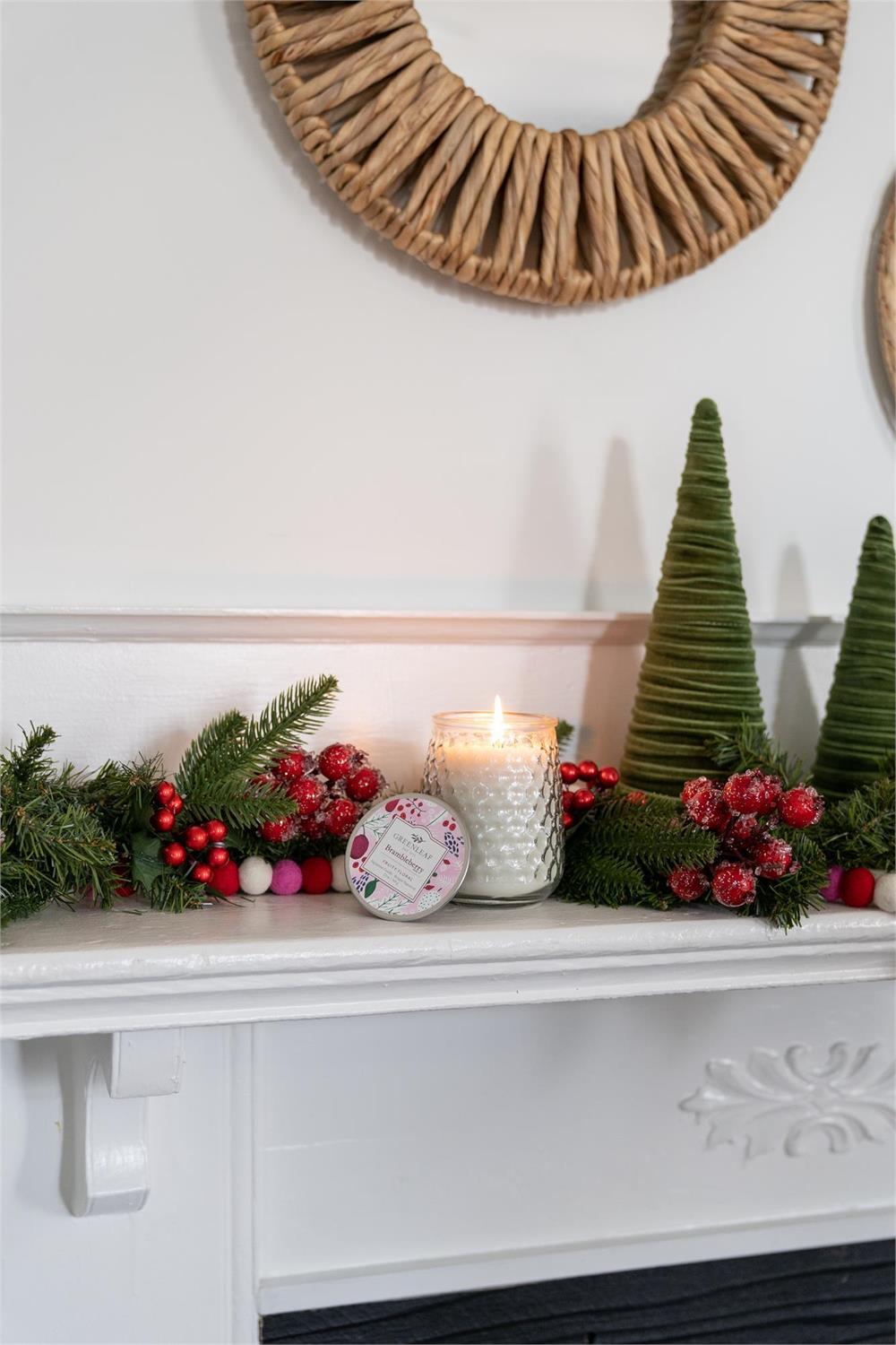 Brambleberry Signature Candle in a clear textured glass jar with a decorative lid.