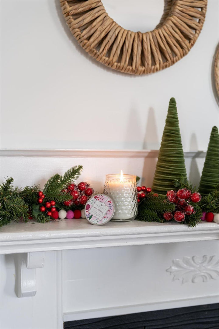 Brambleberry Signature Candle in a clear textured glass jar with a decorative lid.