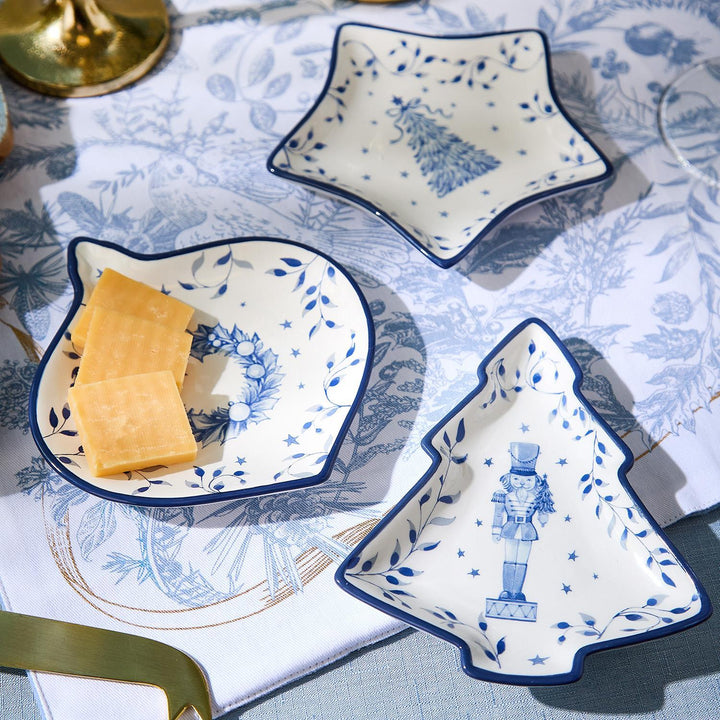 Three Season’s Gala Tidbit Dishes in star, leaf, and tree shapes.