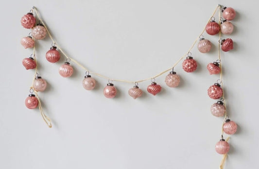 72” Mercury Glass Ball Ornament Garland - Pink