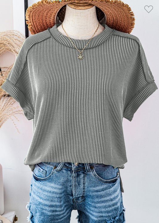 Textured Knit Exposed Stitching Top