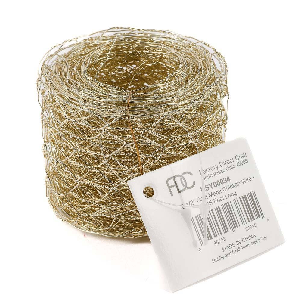 Chicken Wire Floral Craft Mesh Ribbon, 2-1/4″ wide, rusted finish with a white product label.