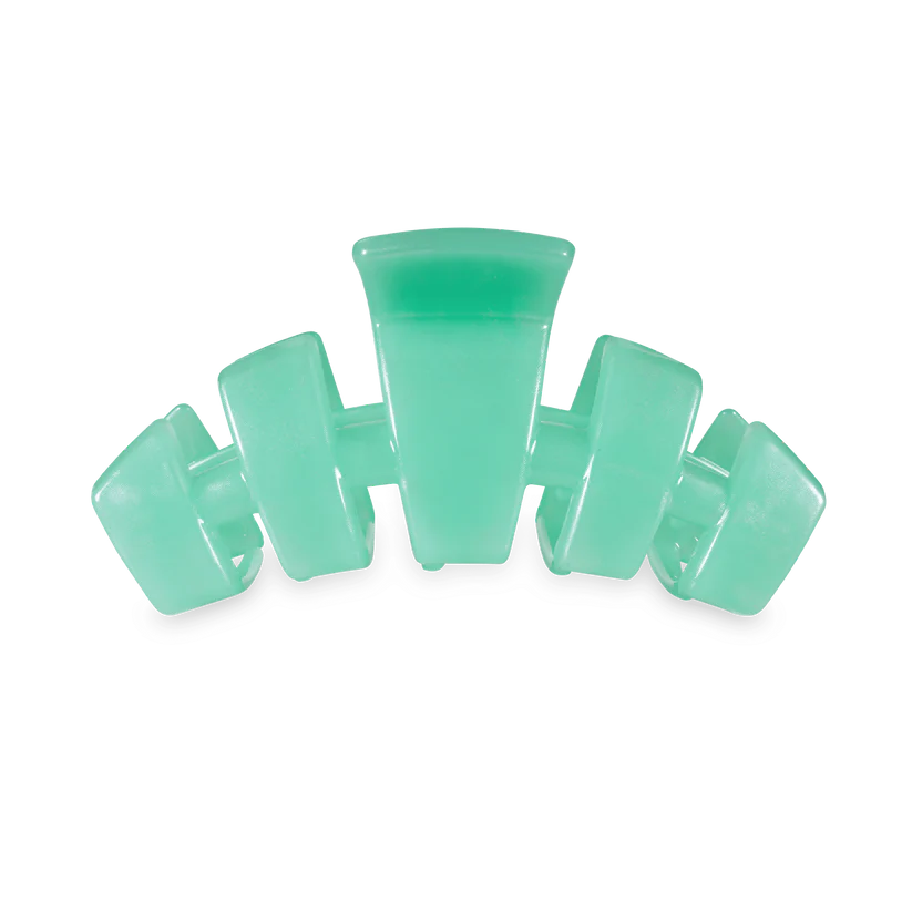Classic Blue Lagoon TELETIES hair clip with wide, curved prongs; available in multiple sizes; stylish and durable design.