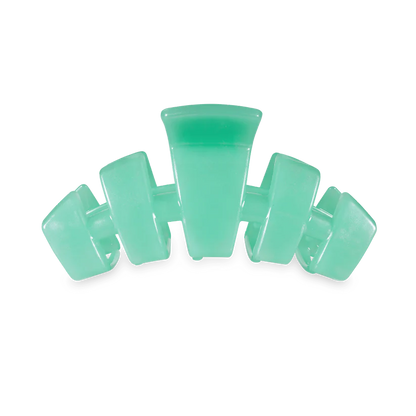 Classic Blue Lagoon TELETIES hair clip with wide, curved prongs; available in multiple sizes; stylish and durable design.