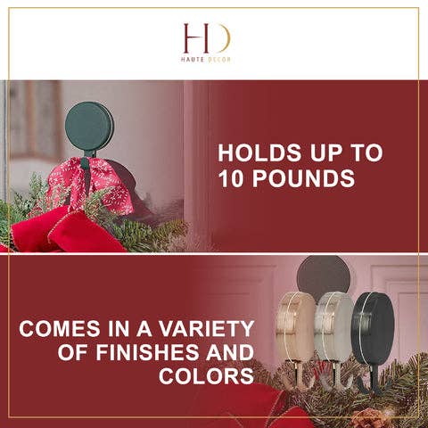 Two round Attract® Magnetic Hanger, 2 pack, available in green, gold, and silver finishes, holding up to 10 pounds on metal doors.