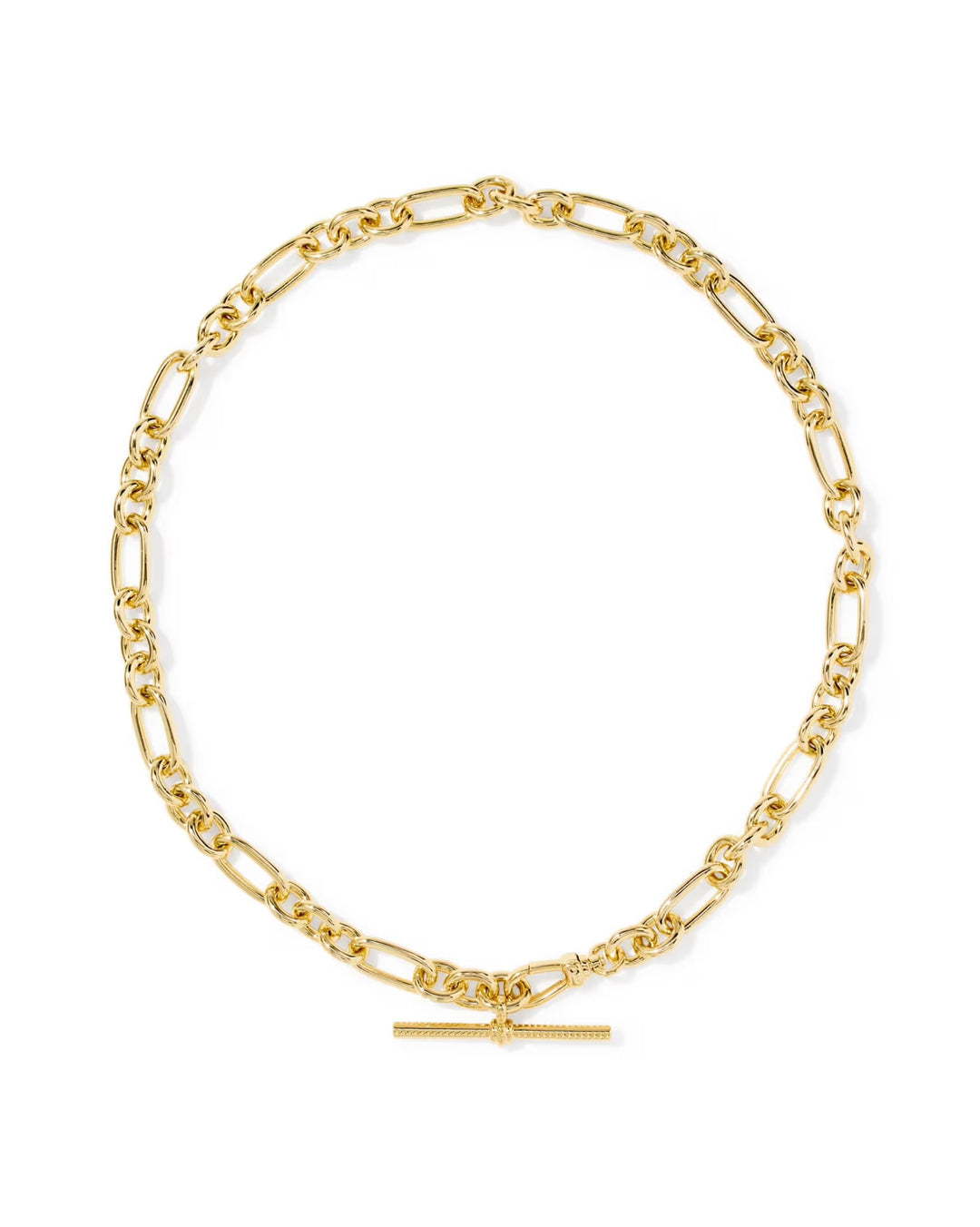 Embry Link Chain Necklace by Kendra Scott with large interlocking gold links and a T-bar closure. Available in 17" and 20" lengths.