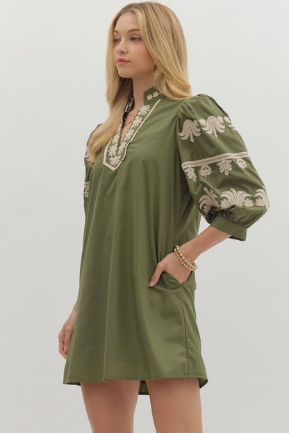 Ollie Embroidered Green Dress