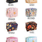 Eight Girl’s Best Friend Emergency Kits with zip closure, gold emblem; available in multiple colors. Sizes: not specified.