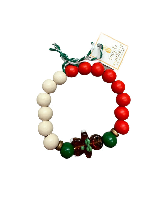 Holiday Beaded Bracelet with Glass Figurine