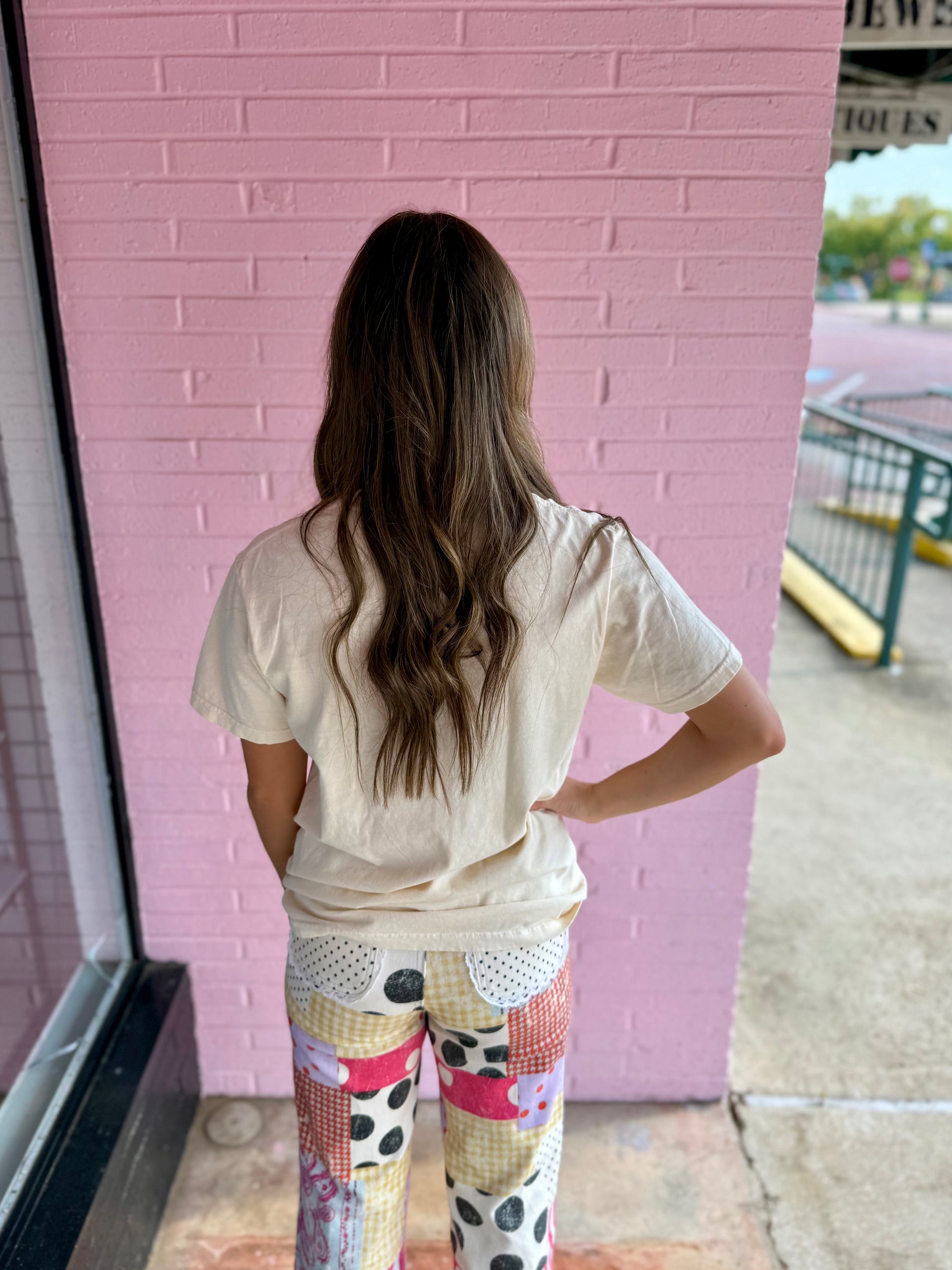 Cream Literally So Fetch Tee, available in sizes XS–XL. Simple crewneck design with short sleeves.