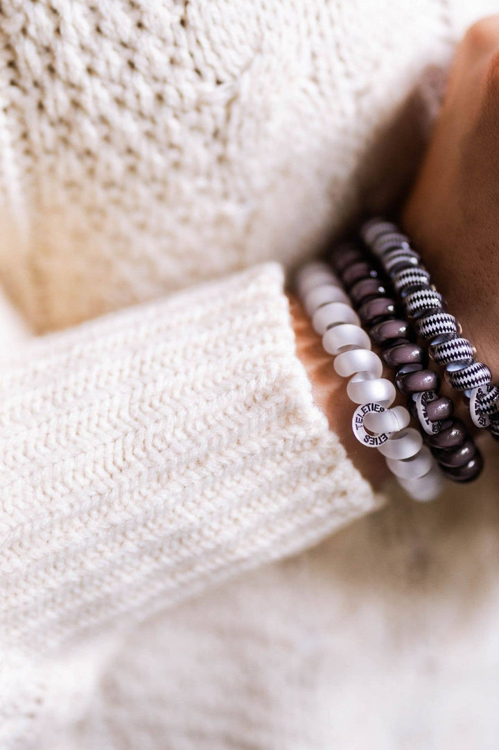 Spiral Hair Coils, Silver Flames pattern, Large size shown; also available in small, medium, and extra-large sizes.