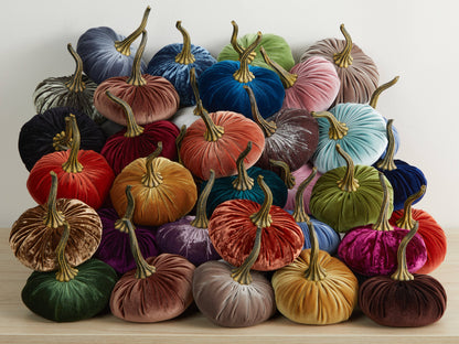 Large Fern color velvet pumpkin; available in multiple sizes.