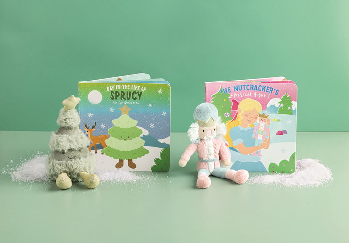 Christmas Book &amp; Plush sets, tree and Nutcracker designs.