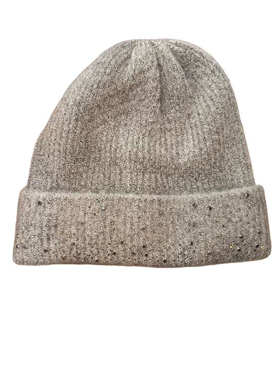 Knit Hat with Crystal Hotfix Detail