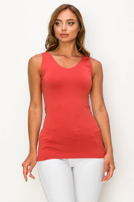 Reversible V or U Neckline Seamless Tank in Black, available in One Size (OS).