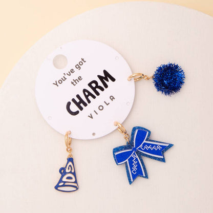 Charm Set Featuring Pom Pom, Megaphone, and Glittered Bow
