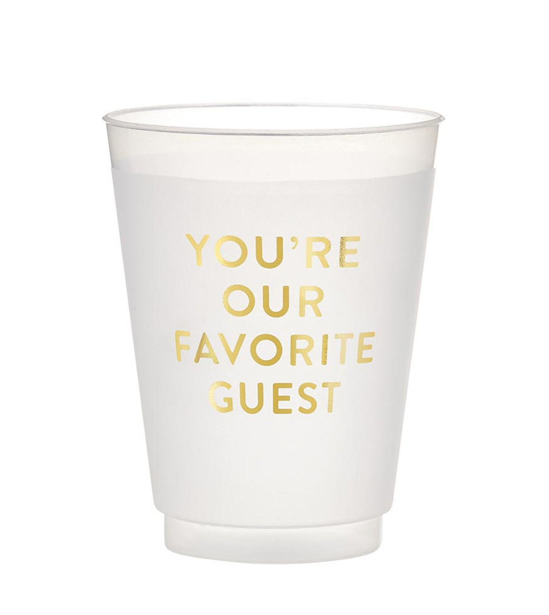 The Frosted Cups feature a reusable design with elegant gold text that reads "YOU&