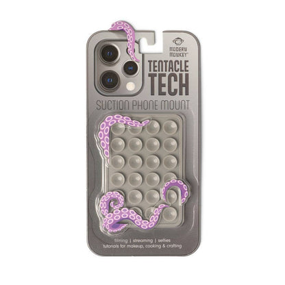 Pink tentacle suction phone mount, playful design, secure hold for streaming. Available in small, medium, and large sizes.