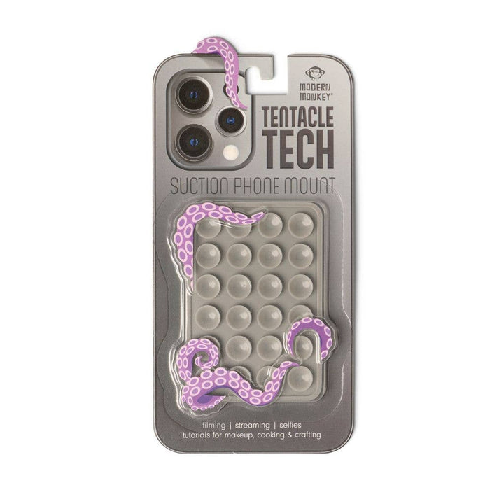 Pink tentacle suction phone mount, playful design, secure hold for streaming. Available in small, medium, and large sizes.