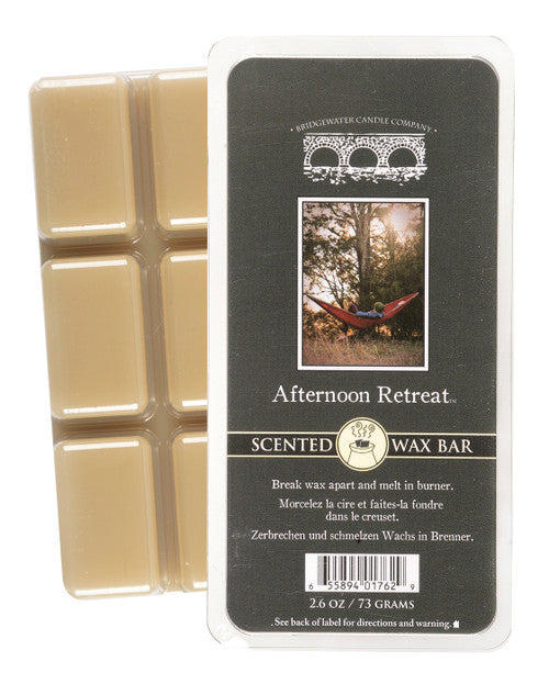 Bridgewater Wax Bar | Afternoon Retreat: tan segments, hammock label. Available in multiple sizes. Long-lasting scent.